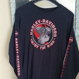 Harley-Davidson Black and Red Long Sleeve Tee
